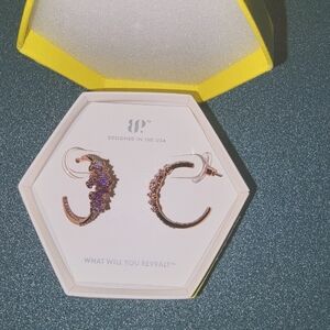 Bomb Party Violet Cubic Zirconia on Rose Gold Hoop Earrings